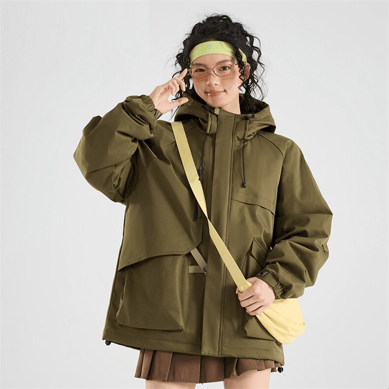 现货5W件冬季三防美式boxy解构连帽雪山冲锋衣棉衣男女棉服厚外套，男装夹克，电商A443