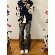 B221美式ins高街暗黑小众铆钉个性拼接牛仔裤LK23141-P65控88，男装牛仔裤，电商B221