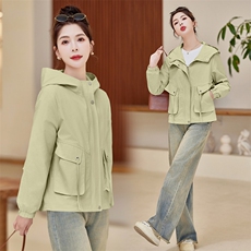 现货！！2024年春装外套女新款小个子气质连帽显瘦上衣休闲夹克，女装短外套，以桐