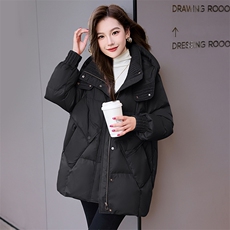 2024冬季新款肌理感90白鸭绒羽绒服女设计感时尚连帽加厚外套，女装羽绒服，火爆靓佳人