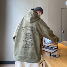24春秋季360G麂皮绒烧花宽松休闲连帽卫衣控78，男装卫衣，电商B370