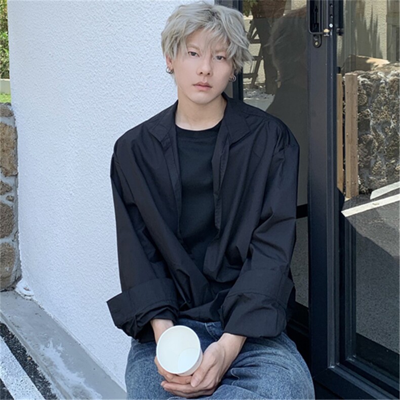 秋款男衬衫假两件设计长袖衬衣立领休闲个性小众上衣CS063P55,男装衬衫,星座1013-1