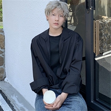 秋款男衬衫假两件设计长袖衬衣立领休闲个性小众上衣CS063P55，男装衬衫，星座1013-1