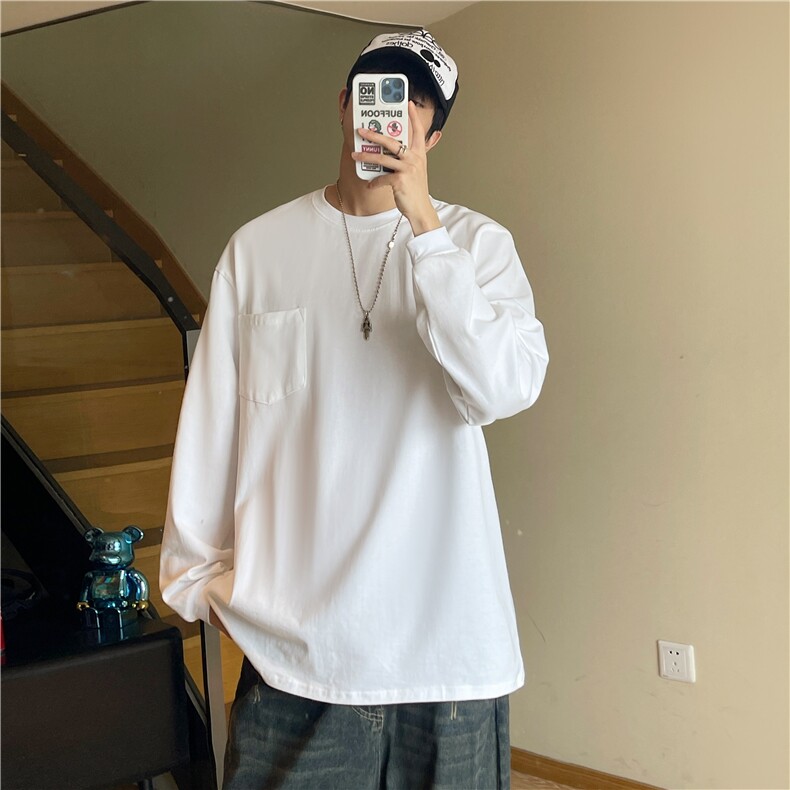 A450-T888-P50控69.9纯棉高克重打底衫T恤长袖秋冬，男装T恤，电商A450