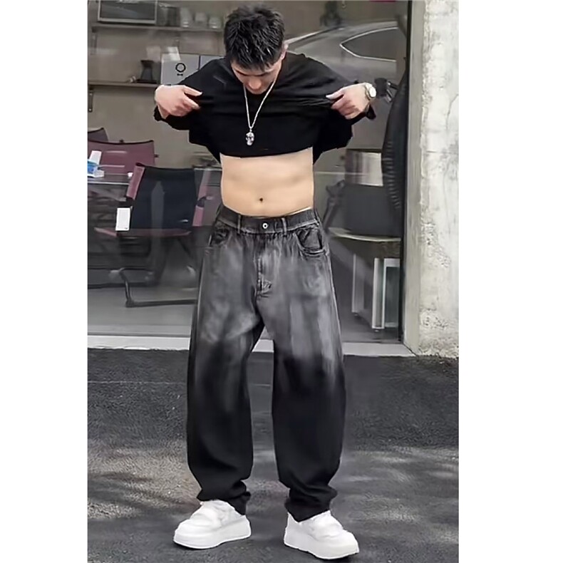 抖音--二狗到位--早秋渐变水洗撞色款牛仔长裤nz58-TP85图片