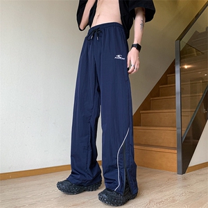 宽松休闲裤男韩版潮流百搭裤夏季薄款坠感阔腿拖地长裤K0841-P38图片