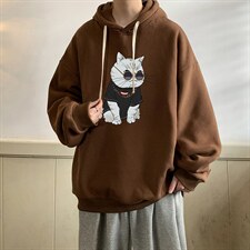 纯棉连帽卫衣男大码运动帽衫宽松薄WY2044-P35加绒款-P40，男装卫衣，电商A040