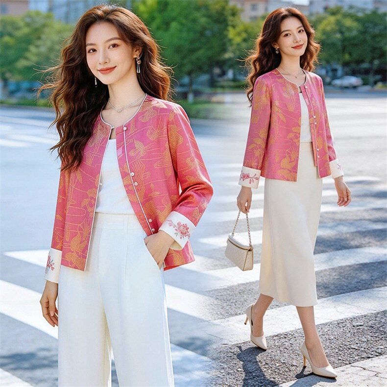 芷墨春季新中式复古通勤显瘦气质外套休闲设计感新款唐装短外套女，女装短外套，芷墨服饰