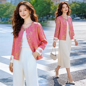 芷墨春季新中式复古通勤显瘦气质外套休闲设计感新款唐装短外套女，女装短外套，芷墨服饰