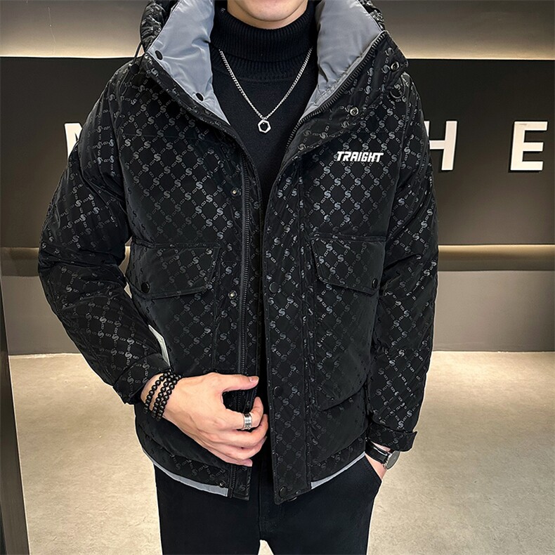 新标5O绒 店主风男士白鸭绒时尚潮流印字母羽绒服YR8090-P220图片