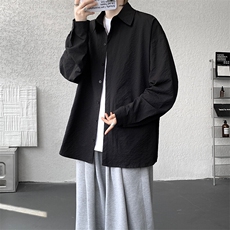 8XL-M泡泡纱盐缩肌理长袖衬衫男夏季冰丝外套防晒衬衣CS29007P40，男装衬衫，电商B312