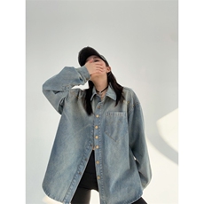 牛仔衬衫男女韩版潮流高街帅气铆钉2025夏季ins外套CY1117-P66，男装衬衫，星座412-1