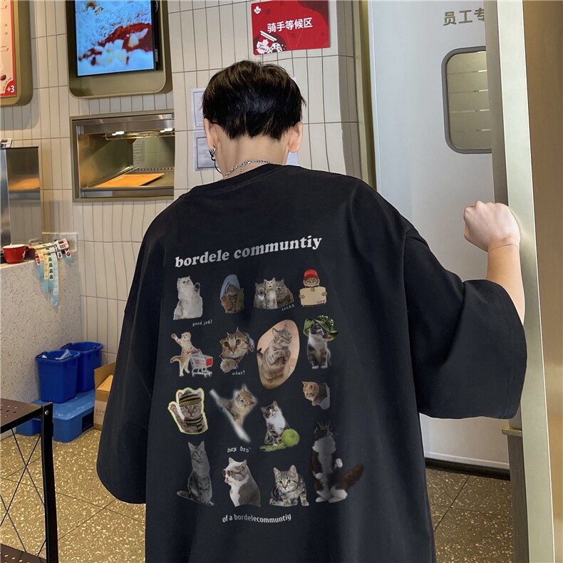小猫满印纯棉短袖T恤大码M~5XL XZ604-DT209-P25控38图片