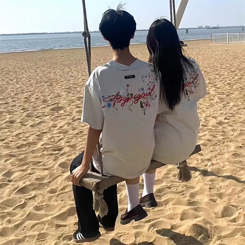万针全刺绣工艺抖音得物高品质260克重磅纯棉双纱美式高街短袖T恤,男装T恤,电商A486