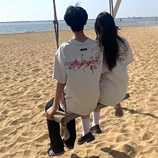 万针全刺绣工艺抖音得物高品质260克重磅纯棉双纱美式高街短袖T恤，男装T恤，电商A486