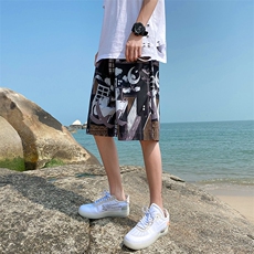 2023夏季新款日系蓝底大码海鸥休闲短裤M-5XHK21205-P25，男装休闲裤，电商A022