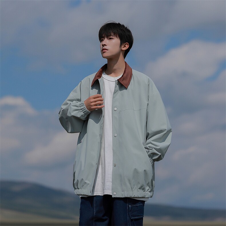 815A-MJ78632-58特秋冬纯色翻领外套夹克潮牌冲锋衣服男模,男装夹克,星座815A