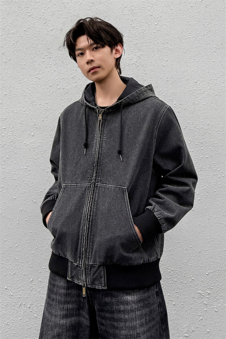 美式高街大口袋连帽牛仔夹克复古工装外套A436-W991-P115168,男装夹克,电商A436
