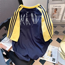 夏季美式高街重磅纯棉三条杠织带插肩撞色男女短袖T恤CZ91-特P25，男装T恤，电商A486