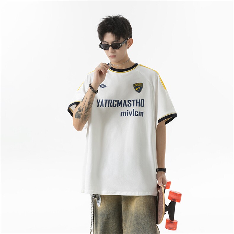 2025新款夏季嘻哈美式高街百搭五分袖T恤P50控78，男装T恤，星座516