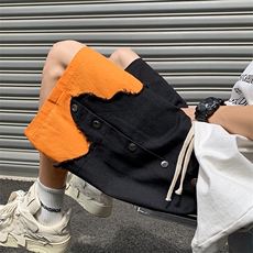 8XL-M特大码短裤男夏季新款大码vibe破洞拼接高街短裤DK1518P50，男装休闲裤，电商D206-1