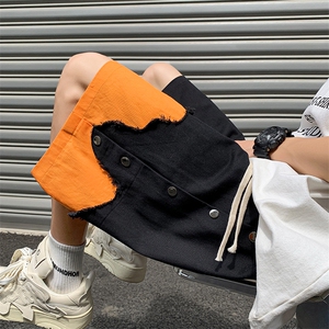 8XL-M 特大码短裤男夏季新款大码vibe破洞拼接高街短裤DK1518P50图片