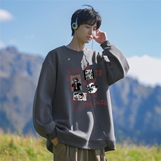 24新款山系个性时尚印花圆领长袖卫衣A247-FW01P30控48，男装卫衣，电商A247