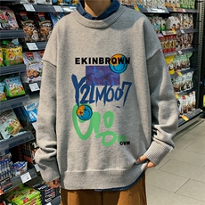 1港风圆领中性情侣潮流大码M-5XL印花毛衣男外套7692P48加绒P55，男装针织衫/毛衣，星座226-2