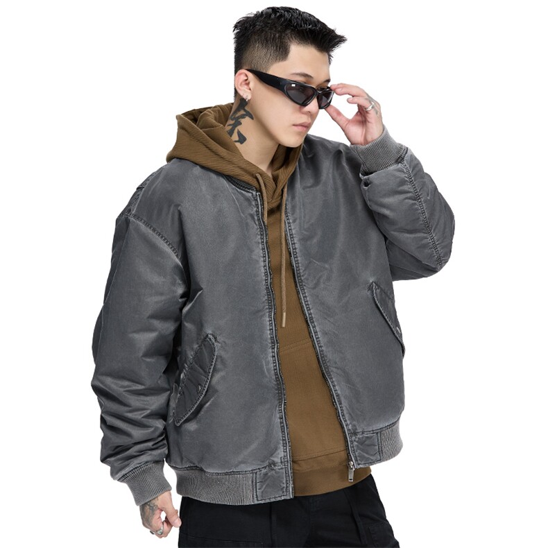 美式复古棉衣外套冬季棒球领潮牌夹克飞行服A436-982-P135168,男装夹克,电商A436