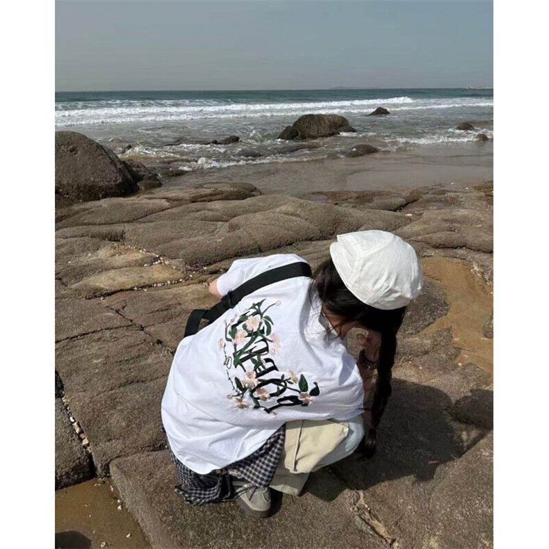花卉刺绣纯棉夏季潮情侣短袖t恤女学生上衣BT021-P32,男装T恤,星座412-3