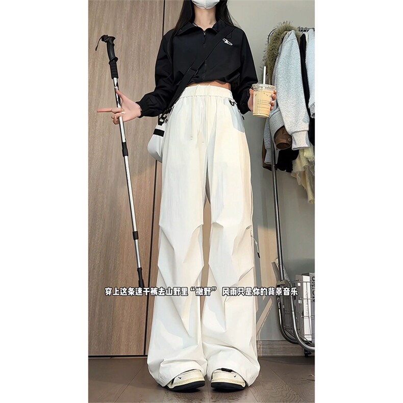 户外纯色休闲裤韩系打褶垂感直筒工装长裤男女 C62161-TP3568图片