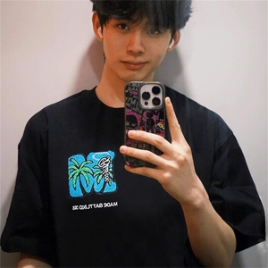 万针全刺绣工艺抖音得物高品质260克重磅纯棉双纱美式高街短袖T恤图片