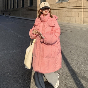 现货-2023年冬季90白鸭绒中长款羽绒服外套女图片