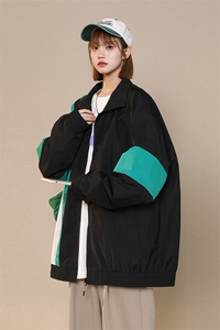 中性风小牛津上衣夹克宽松落肩拼色棒球服外套XZ214-8 JK703-P68图片