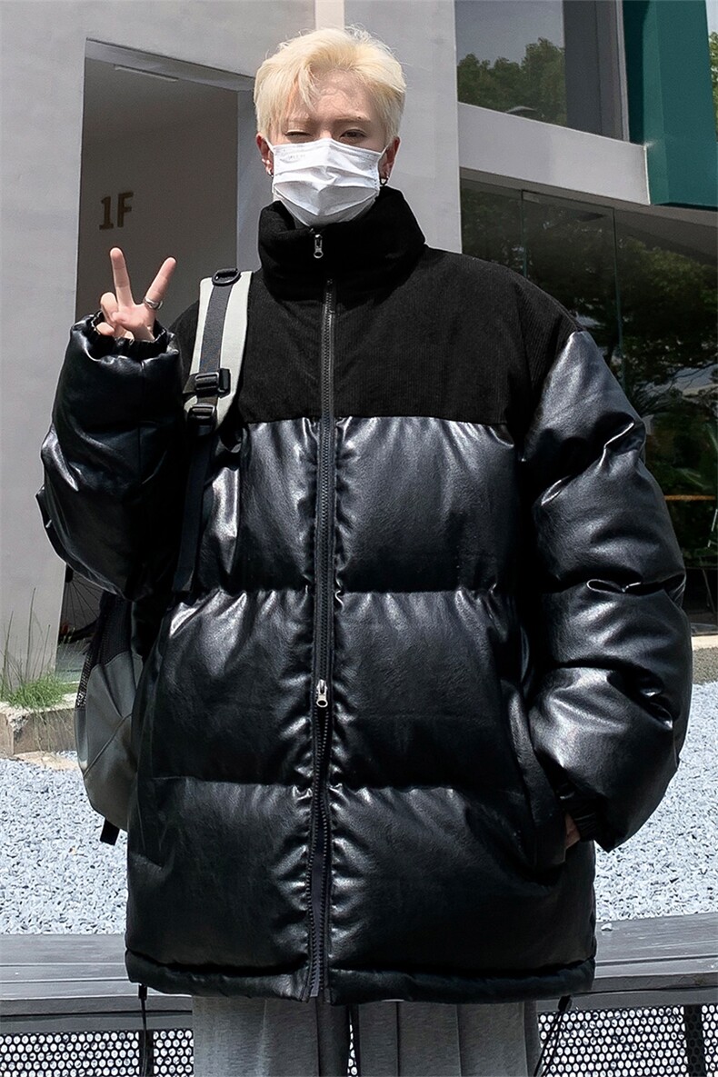 M-6XL大码冬季PU皮棉衣男加厚银狐绒外套3616特P95,男装棉衣,电商A309