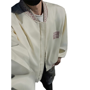 民主风提花拼接飞行夹克棒球服男 xh94-特60图片