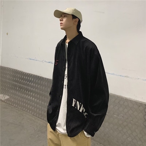 秋季男士纯色长袖衬衫青年宽松商务休闲修身上衣男装衬衣潮流外套图片