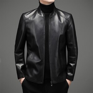 DLSN81881新款皮衣男头层绵羊皮夹克立领商务休闲男装P750图片