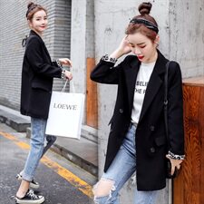 2021春秋季新款时尚简约百搭修身显瘦小西装女外套西装领豹纹翻边袖，女装短外套，瑶迪依秀