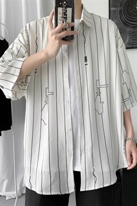 男短袖韩版潮流2024新款夏季宽松男士衬衣时尚外套A161-CT507-P45图片