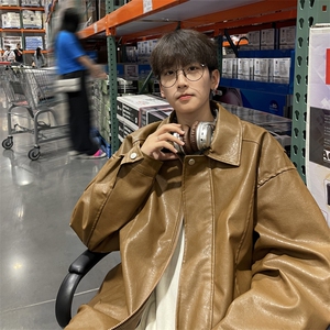 抖音直播！pu皮衣机车服宽松夹克男 CP40-特p65 控价：118,男装皮衣,电商B371