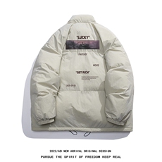 白鸭绒白底冬季新品字母印花立领羽绒服外套YR186P195控258，男装羽绒服，电商A247-1