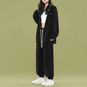 运动套装秋季连帽外套垂感慵懒潮流宽松两件套TZ851-特批-123图片