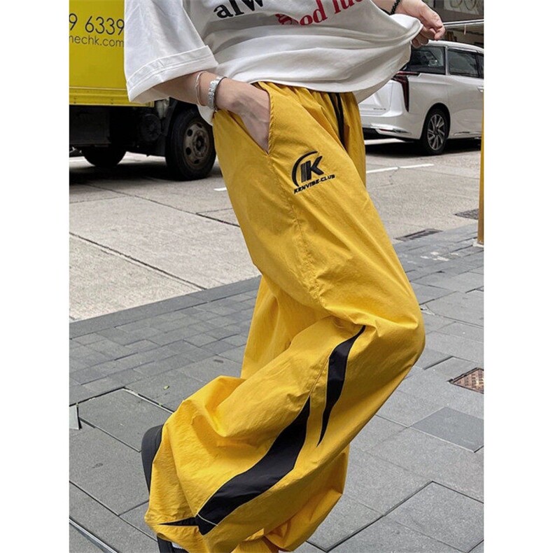 春夏拼接伞兵裤宽松阔腿运动速干休闲裤-X220-网络图图片