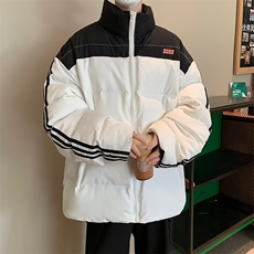 美式复古拼接条纹棉服棉衣街头学生加厚保暖面包服BK209P100，男装棉衣，星座1116-2