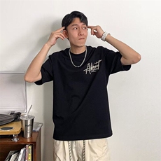 斑驳彩蝶专柜高级感纯棉重磅短袖T恤男士新款上衣宽松半袖体恤男，男装T恤，星座506A