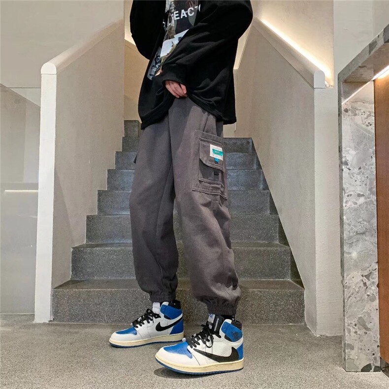 工装裤男士潮牌宽松ins潮流束脚休闲长裤K60P32,男装休闲裤,星座1116-2