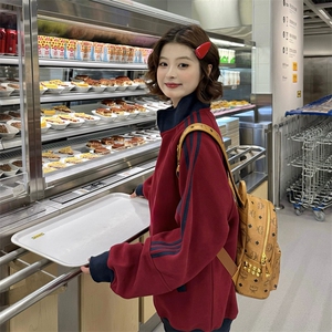 抖音得物高品质26春装美式高街重磅结构拼接织带立领卫衣外套CM42图片