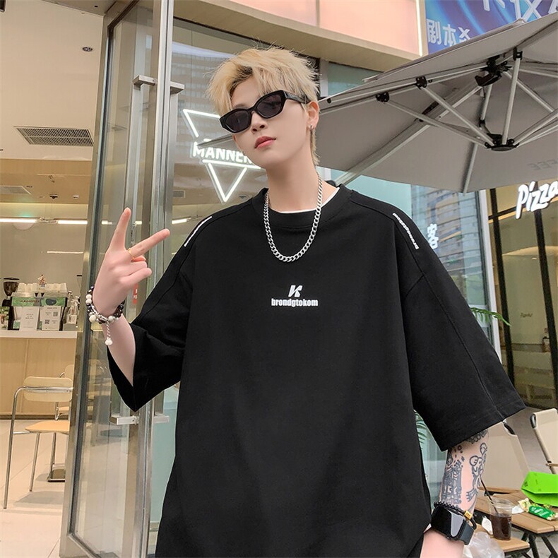 港风男款美式纯棉短袖T裇,男装T恤,电商A170
