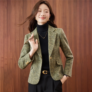 2025新款秋装气质修身含羊毛西装外套小个子上衣女